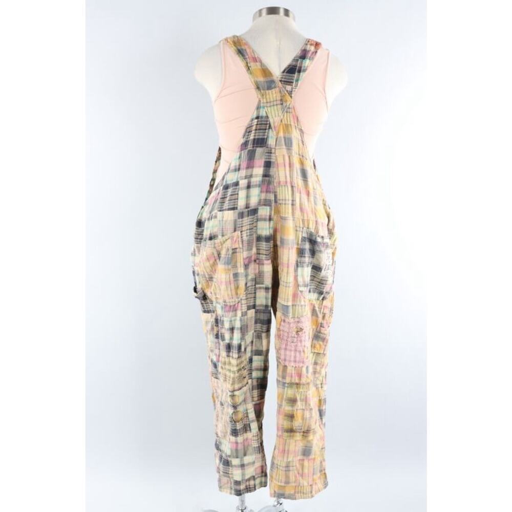 Magnolia Pearl Madras Patchwork Tropical Plaid Overalls One size NWT - Picture 4 of 12